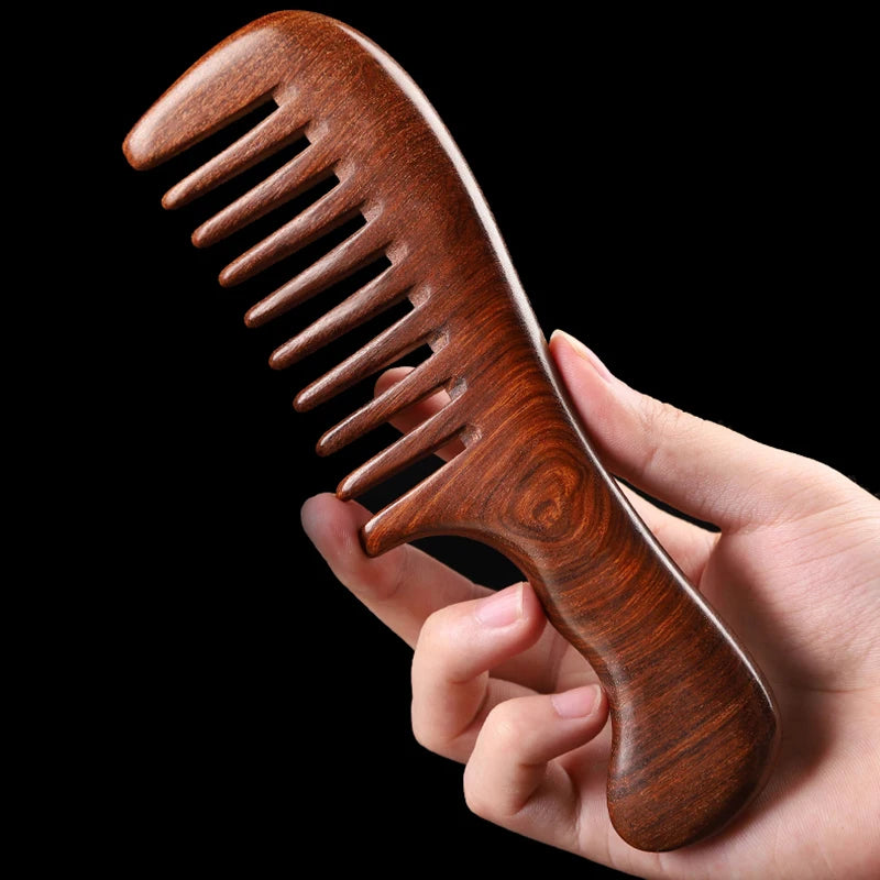 Natural Sandalwood Hair Combs Anti-Static Wooden Comb Massager Long Wide Tooth Detangle Sandalwood Comb Hair Care Household Gift