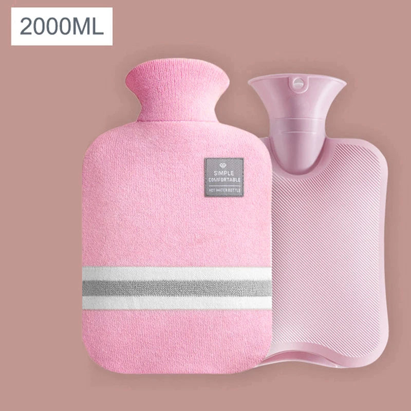 1L/2L Hot Water Bag Large Capacity Water Injection Warm Water Bottles Bag for Female with Liner Winter Hot Water Hand Warmer