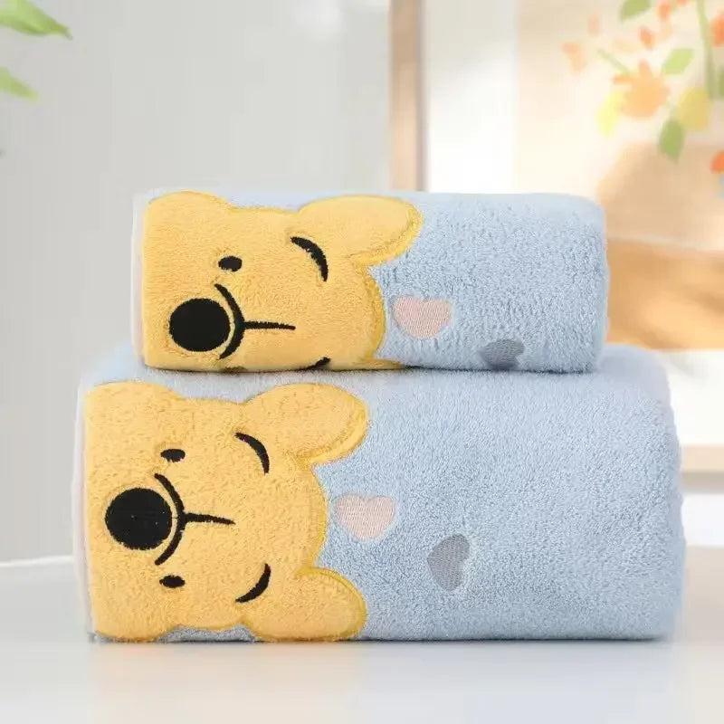 Winnie Bear Towel Bath Towel Set Soft and Absorbent Coral Velvet Bath Towel Home Wash Towel Children's Cartoon Bath Towel