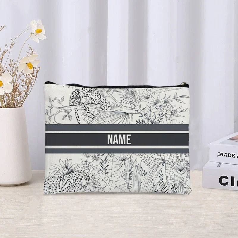 Custom Name Makeup Bag Bridesmaid Gifts Canvas Travel Cosmetic Organizer Pouch Women Handbag Trendy Brand Side Bag for Ladies