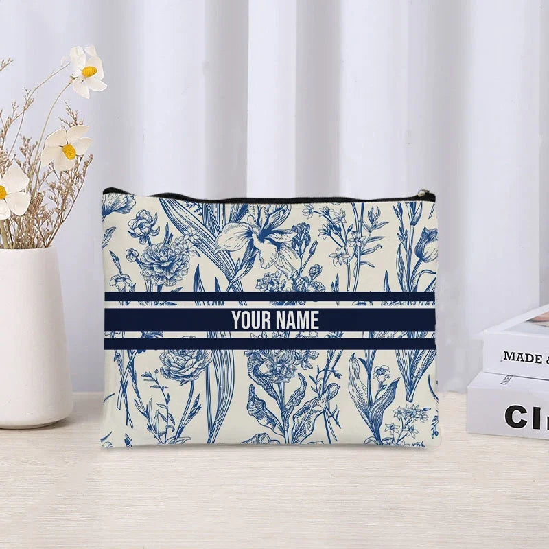 Custom Name Makeup Bag Bridesmaid Gifts Canvas Travel Cosmetic Organizer Pouch Women Handbag Trendy Brand Side Bag for Ladies