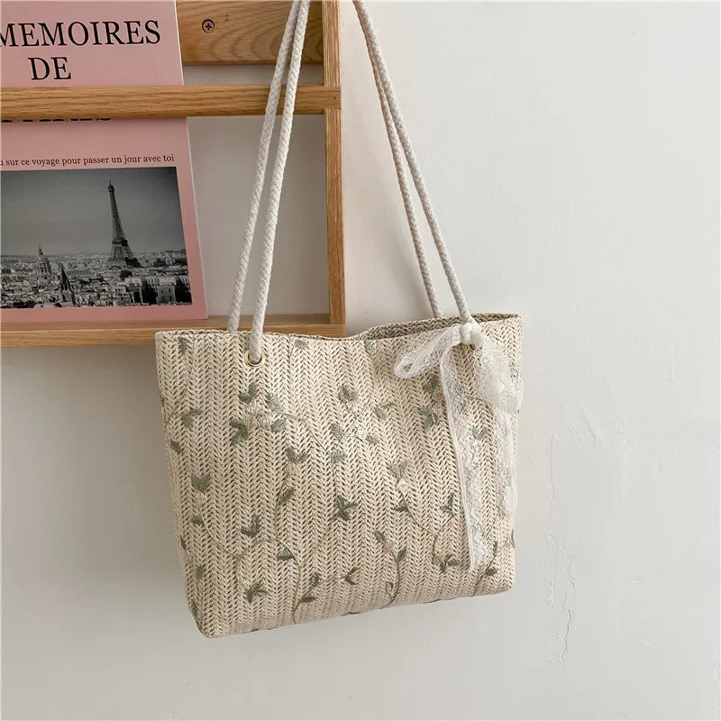 Fashion Woven Handbags For Women All-Match Women's Bag Portable Bucket Bag Luxury Designer Handbag Summer Picnic Bags