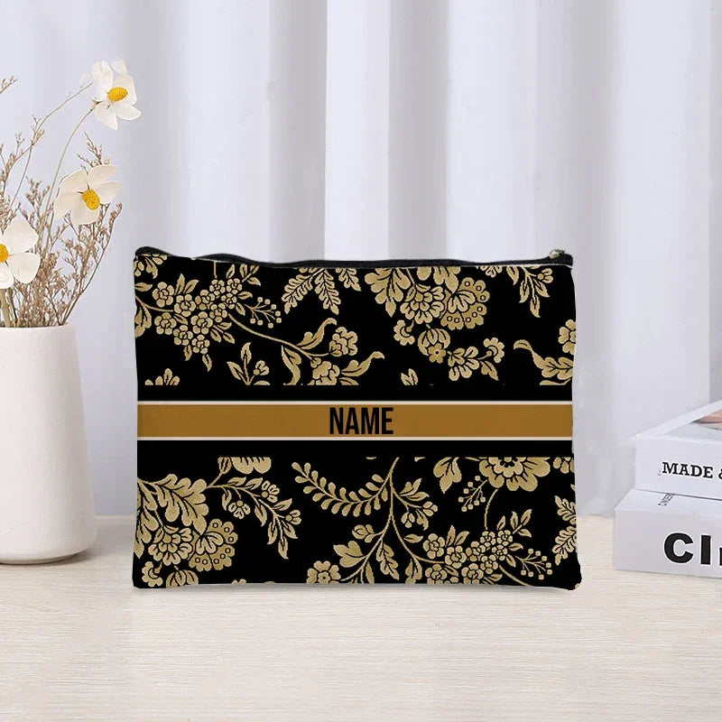 Custom Name Makeup Bag Bridesmaid Gifts Canvas Travel Cosmetic Organizer Pouch Women Handbag Trendy Brand Side Bag for Ladies