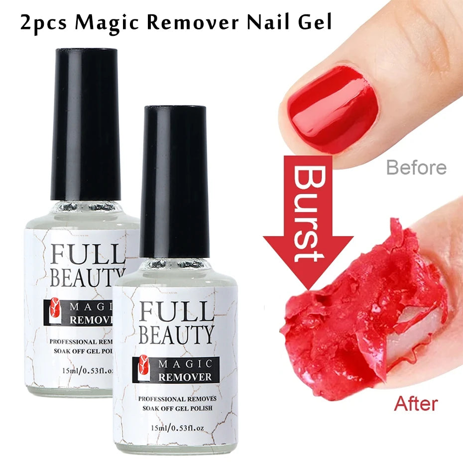 2pcs Magic Remover Nail Gel Polish Remover UV Gel Polish Fast Remove Semi Permanent Varnish Polish Cancel Glue Manicure Tools