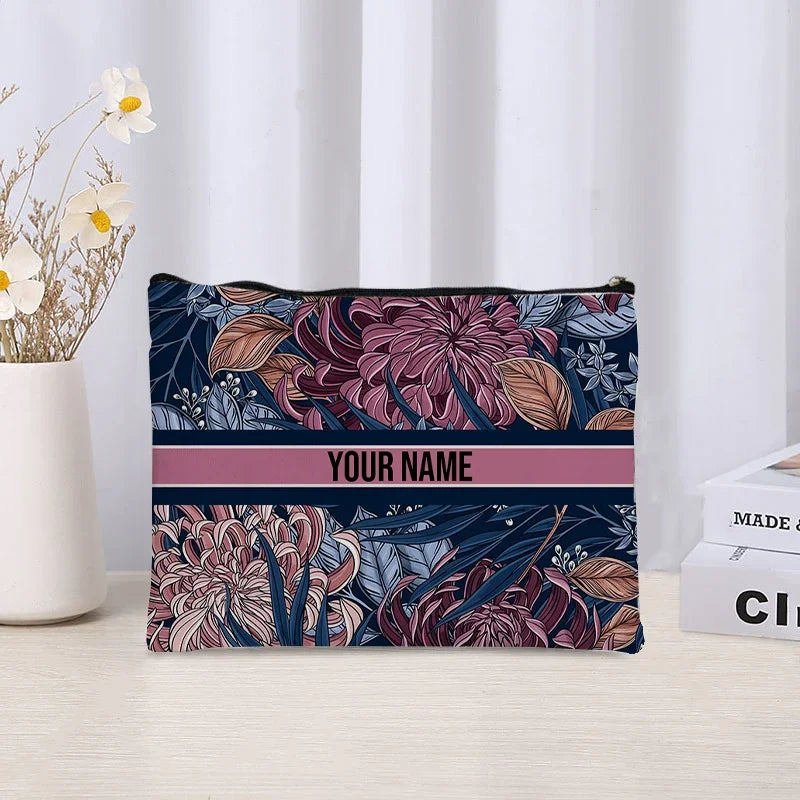 Custom Name Makeup Bag Bridesmaid Gifts Canvas Travel Cosmetic Organizer Pouch Women Handbag Trendy Brand Side Bag for Ladies