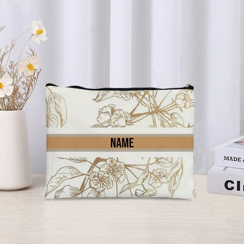 Custom Name Makeup Bag Bridesmaid Gifts Canvas Travel Cosmetic Organizer Pouch Women Handbag Trendy Brand Side Bag for Ladies