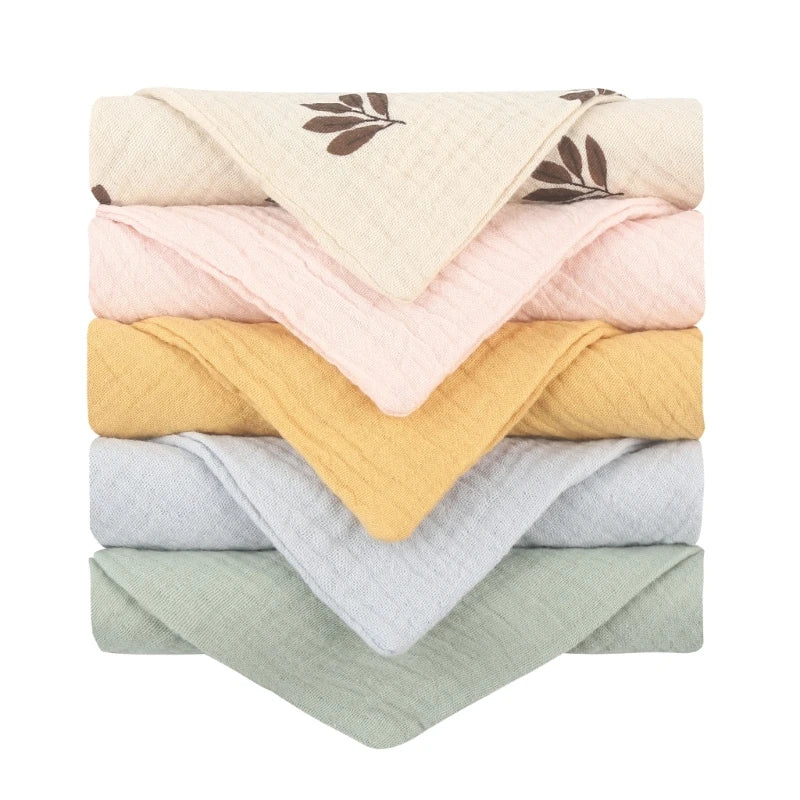 5pcs/Set Square Cotton Baby Face Towel Handkerchief Soft Absorbent Gauze Baby Towel Kids Feeding Bibs Burp Cloths Washcloth