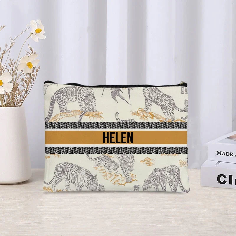 Custom Name Makeup Bag Bridesmaid Gifts Canvas Travel Cosmetic Organizer Pouch Women Handbag Trendy Brand Side Bag for Ladies