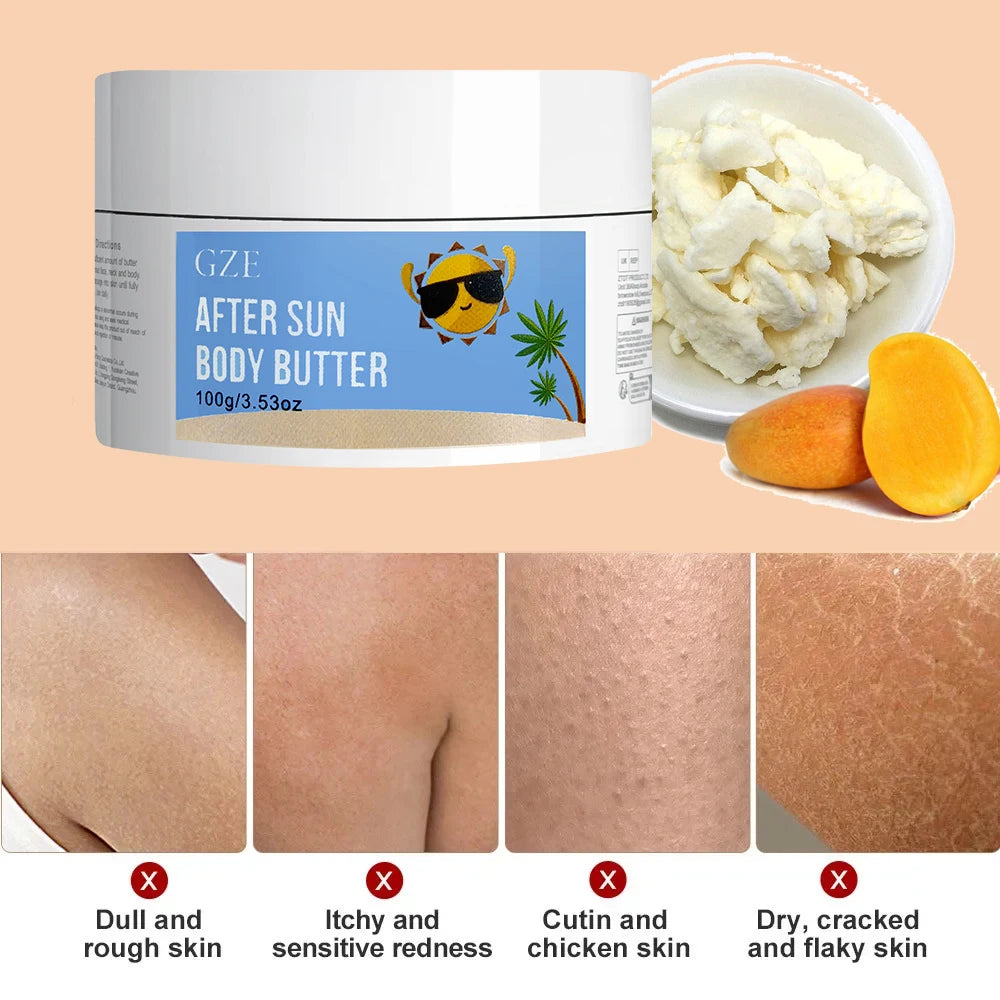 GZE After Sun Lotion Moisturizer and Hydrating Body Butter with Shea Butter, Whipped Shea Body Butter for Dry Skin