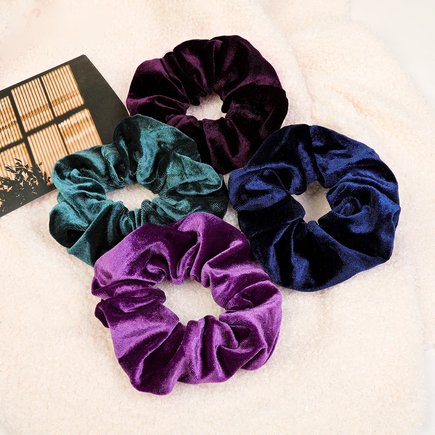 4Pcs Neutral Velvet Scrunchies for Women,Classic Elastic Thick  Hair Bands Ties,Soft Ropes Ponytail Holder Hair Accessories