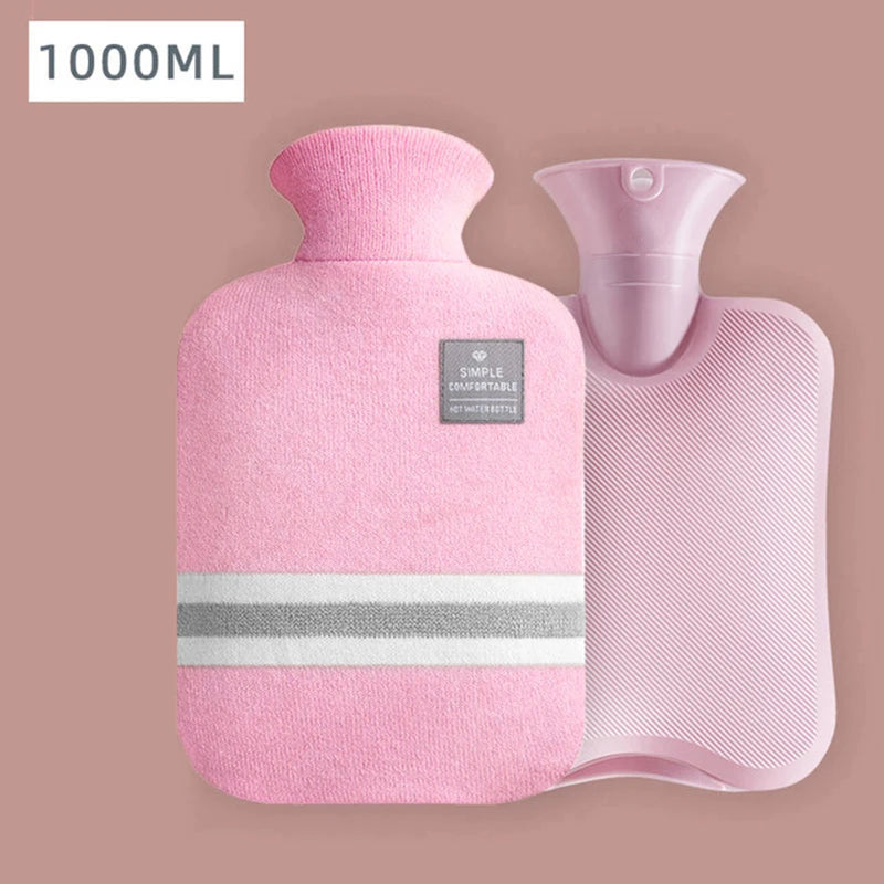 1L/2L Hot Water Bag Large Capacity Water Injection Warm Water Bottles Bag for Female with Liner Winter Hot Water Hand Warmer