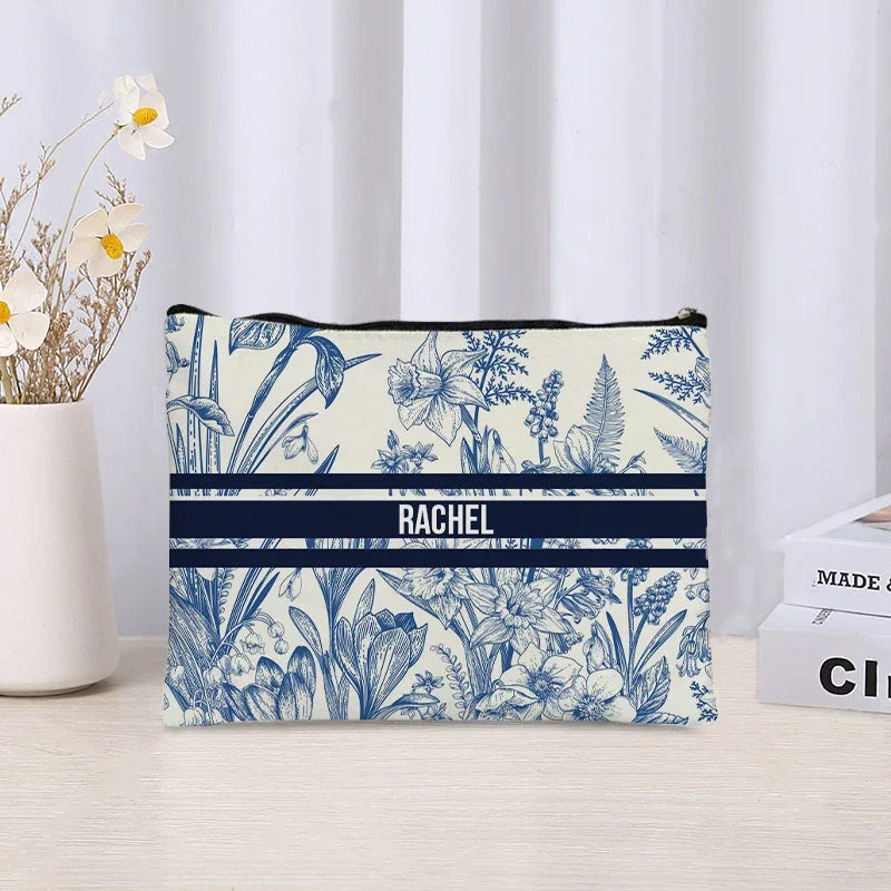 Custom Name Makeup Bag Bridesmaid Gifts Canvas Travel Cosmetic Organizer Pouch Women Handbag Trendy Brand Side Bag for Ladies