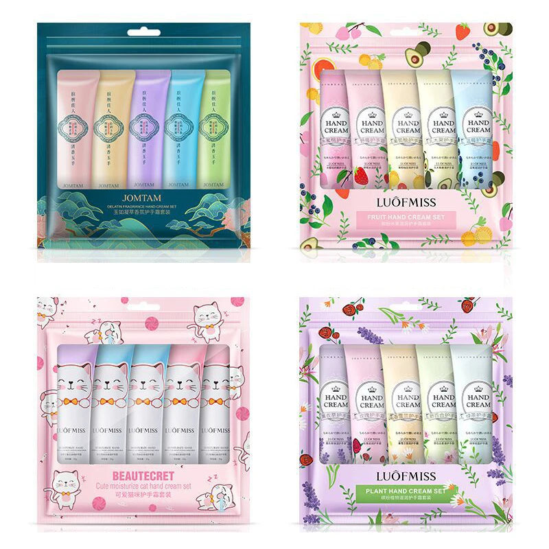 5pcs Plant Fruit Fragrance Hand Cream Sets Moisturizing Handcream Set Hand Care Nourishing Anti Chap Skin Care for Hands