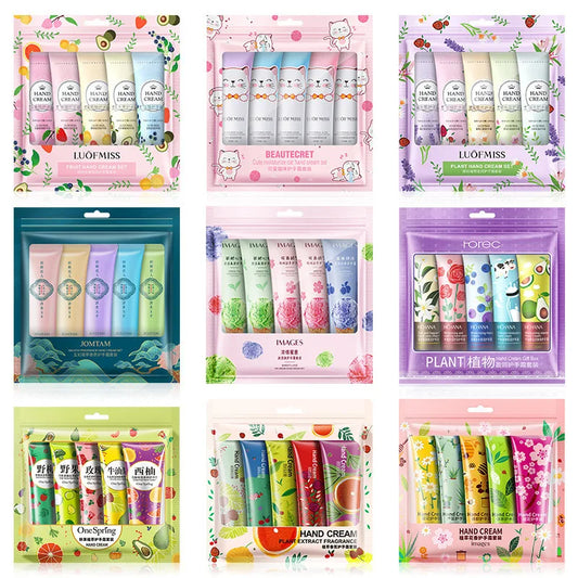 5pcs Plant Fruit Fragrance Hand Cream Sets Moisturizing Handcream Set Hand Care Nourishing Anti Chap Skin Care for Hands