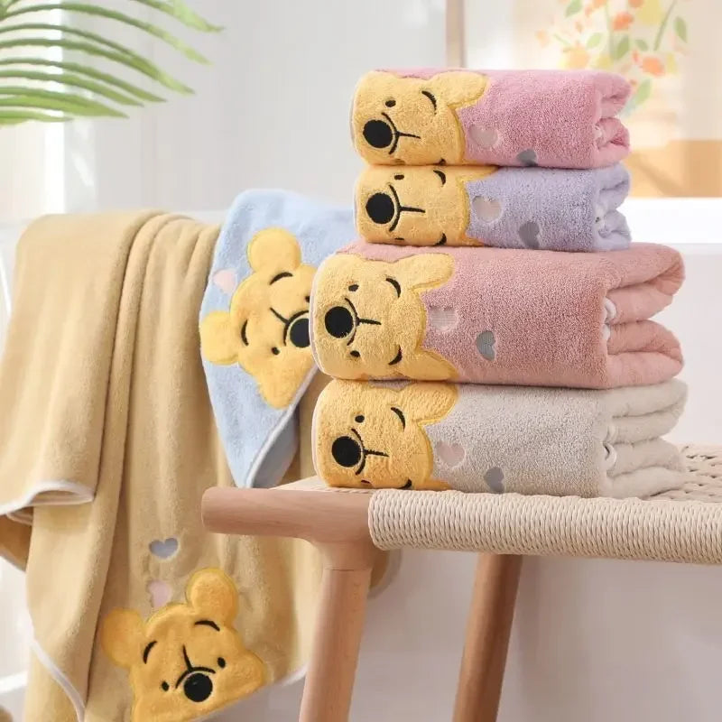 Winnie Bear Towel Bath Towel Set Soft and Absorbent Coral Velvet Bath Towel Home Wash Towel Children's Cartoon Bath Towel