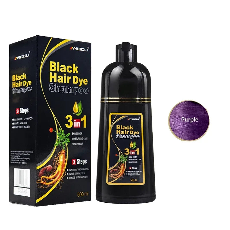 100ml/500ml Hair Dye Shampoo 3in1 Darkening Hairs Instant Gray To Black Polygonum Multiflorum Natural Coloing Cover for Women