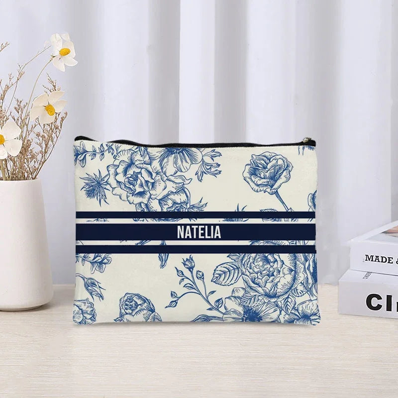 Custom Name Makeup Bag Bridesmaid Gifts Canvas Travel Cosmetic Organizer Pouch Women Handbag Trendy Brand Side Bag for Ladies