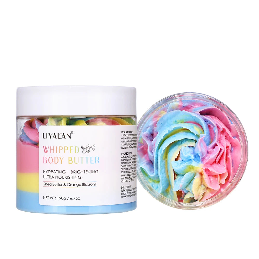 190g Rainbow Whipped Body Butter Skin Brighten Nourishing Hydrating Vegan Shea Butter Olive Oil Moisturizing Smooth Skin Dryness