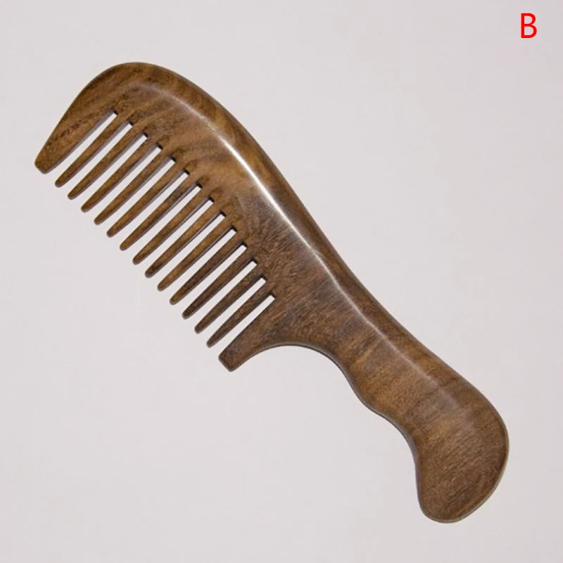 Natural Sandalwood Hair Combs Anti-Static Wooden Comb Massager Long Wide Tooth Detangle Sandalwood Comb Hair Care Household Gift