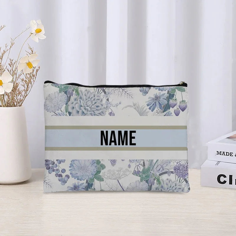 Custom Name Makeup Bag Bridesmaid Gifts Canvas Travel Cosmetic Organizer Pouch Women Handbag Trendy Brand Side Bag for Ladies