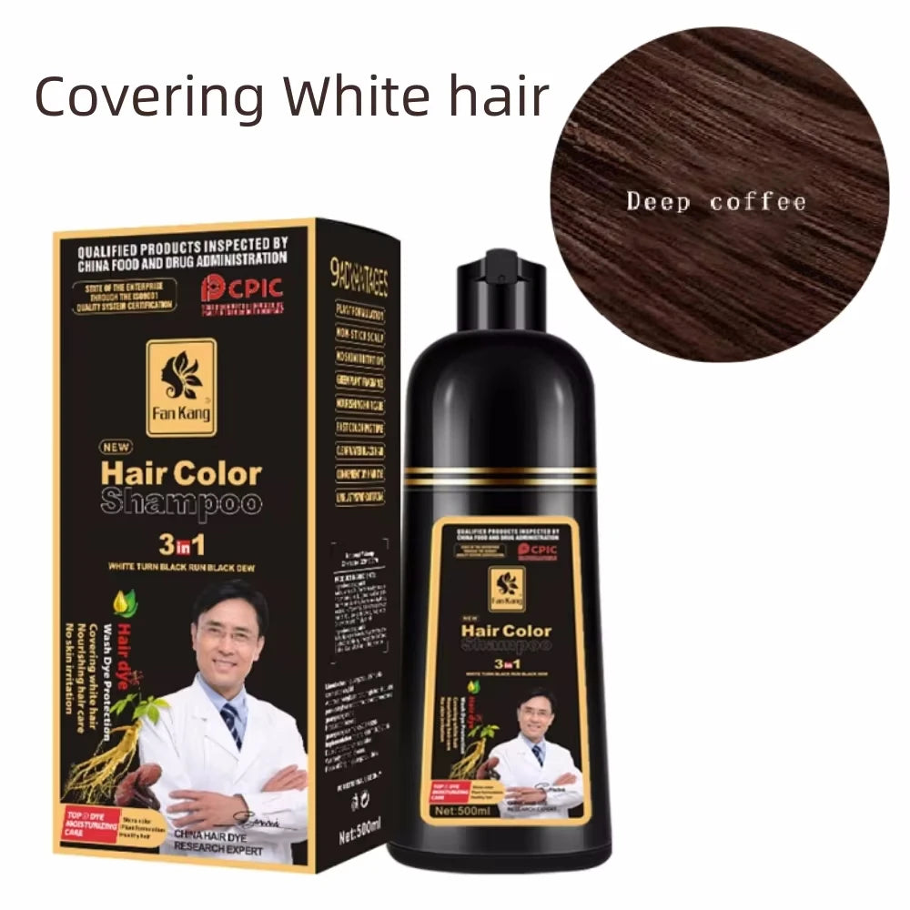 Hair Color Shampoo for Gray Hair 3 in 1 Black Hair Dye Shampoo for Women&Men Natural Herbal Safety Nourishing Hair Care Cream