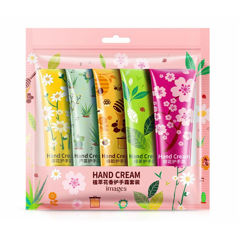 5pcs Plant Fruit Fragrance Hand Cream Sets Moisturizing Handcream Set Hand Care Nourishing Anti Chap Skin Care for Hands