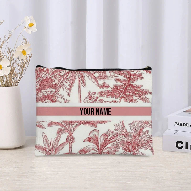 Custom Name Makeup Bag Bridesmaid Gifts Canvas Travel Cosmetic Organizer Pouch Women Handbag Trendy Brand Side Bag for Ladies