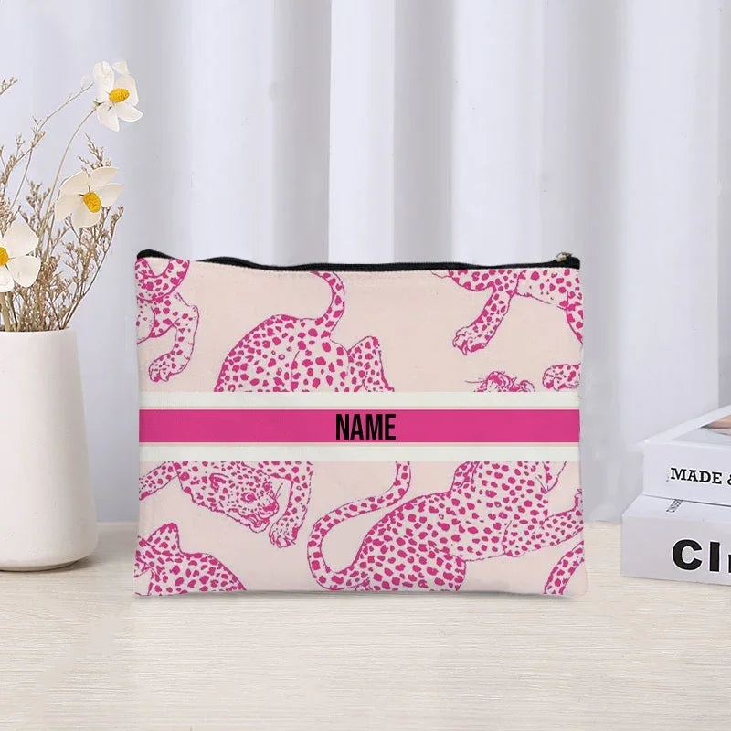 Custom Name Makeup Bag Bridesmaid Gifts Canvas Travel Cosmetic Organizer Pouch Women Handbag Trendy Brand Side Bag for Ladies