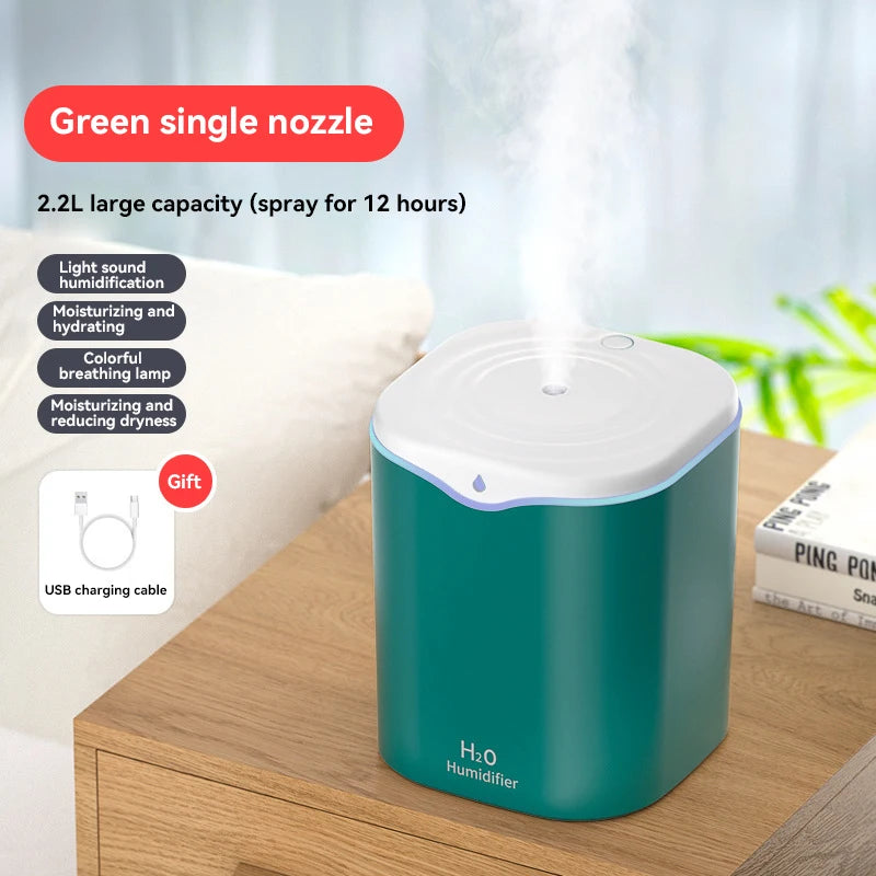 2000ML USB Air Humidifier Double Spray Port Essential Oil Aromatherapy Humificador Cool Mist Maker Fogger Purify for Home Office