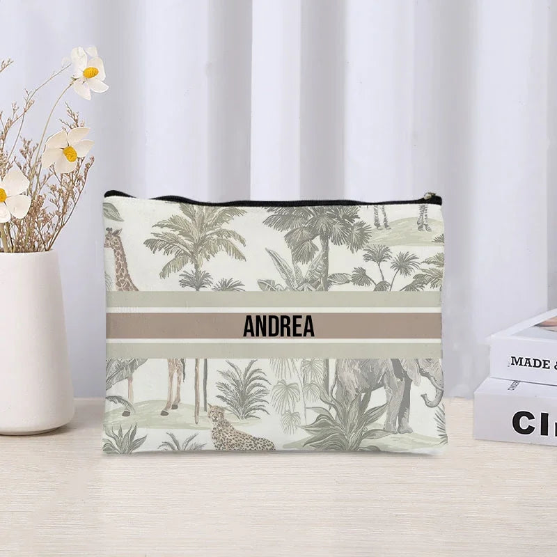 Custom Name Makeup Bag Bridesmaid Gifts Canvas Travel Cosmetic Organizer Pouch Women Handbag Trendy Brand Side Bag for Ladies