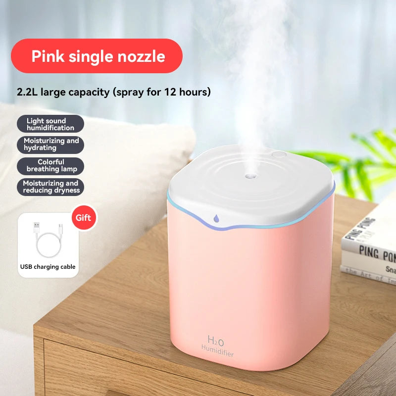 2000ML USB Air Humidifier Double Spray Port Essential Oil Aromatherapy Humificador Cool Mist Maker Fogger Purify for Home Office