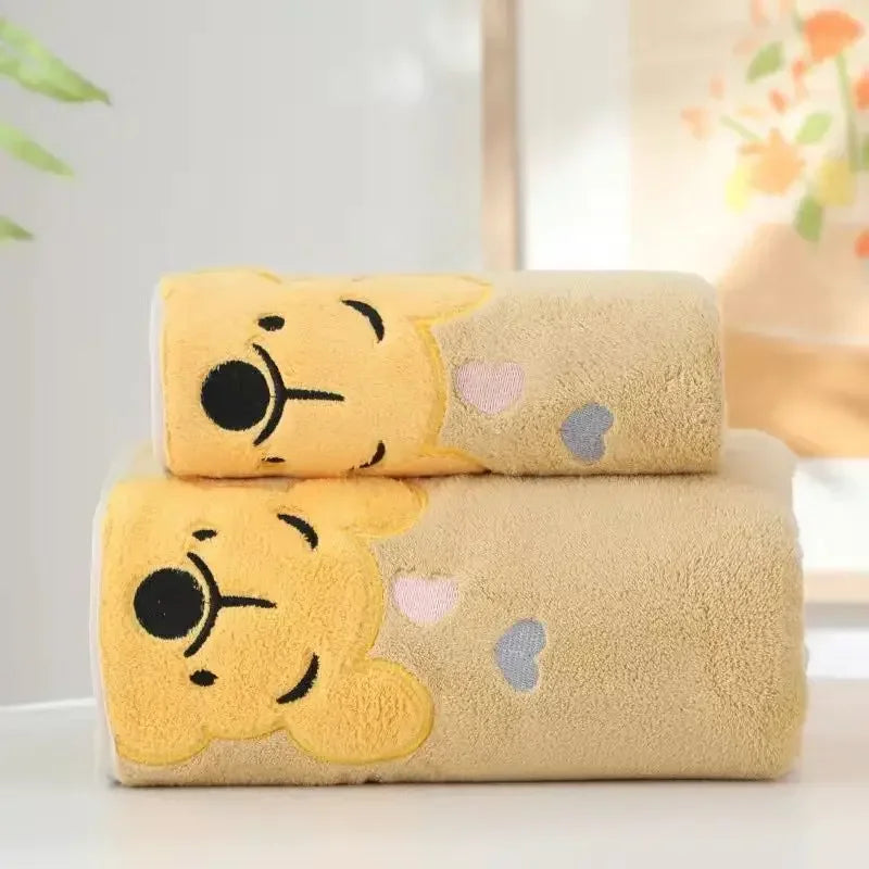 Winnie Bear Towel Bath Towel Set Soft and Absorbent Coral Velvet Bath Towel Home Wash Towel Children's Cartoon Bath Towel