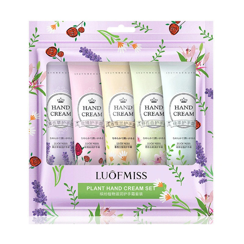 5pcs Plant Fruit Fragrance Hand Cream Sets Moisturizing Handcream Set Hand Care Nourishing Anti Chap Skin Care for Hands