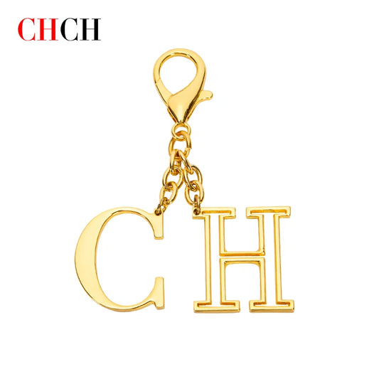 CHCH Luxury Brand Fashion Luggage Accessories Keychain Luggage Pendant Simple Fashion Hollow out Letter Titanium Alloy Jewelry