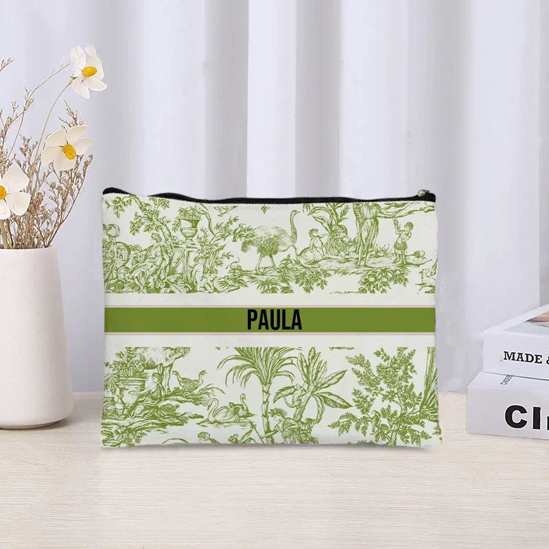 Custom Name Makeup Bag Bridesmaid Gifts Canvas Travel Cosmetic Organizer Pouch Women Handbag Trendy Brand Side Bag for Ladies