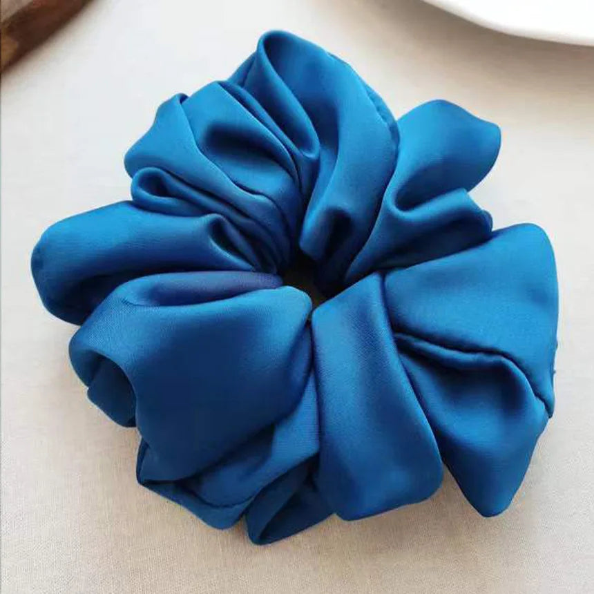 Fashion Oversized Silk Scrunchies for Women Korean Chiffon Elastic Hair Ties Ponytail Holder Headwear Chouchou Cheveux Femme