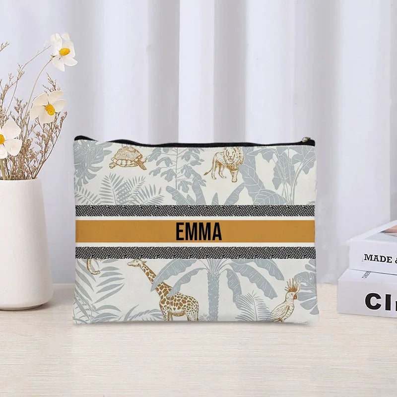 Custom Name Makeup Bag Bridesmaid Gifts Canvas Travel Cosmetic Organizer Pouch Women Handbag Trendy Brand Side Bag for Ladies