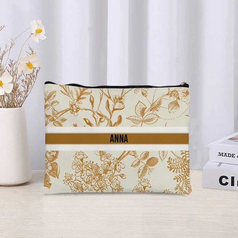 Custom Name Makeup Bag Bridesmaid Gifts Canvas Travel Cosmetic Organizer Pouch Women Handbag Trendy Brand Side Bag for Ladies