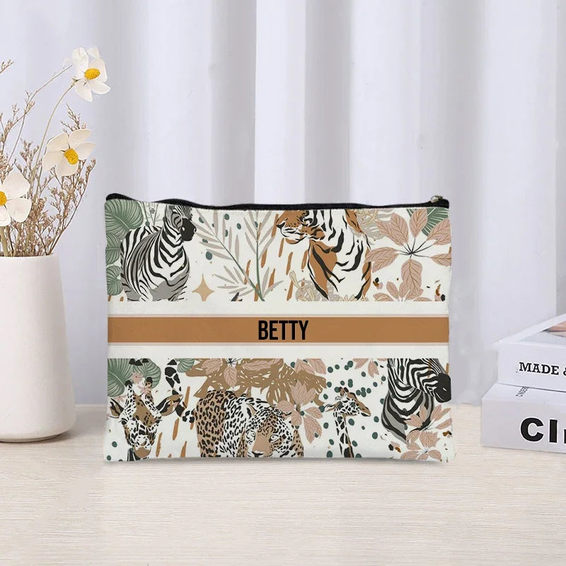 Custom Name Makeup Bag Bridesmaid Gifts Canvas Travel Cosmetic Organizer Pouch Women Handbag Trendy Brand Side Bag for Ladies