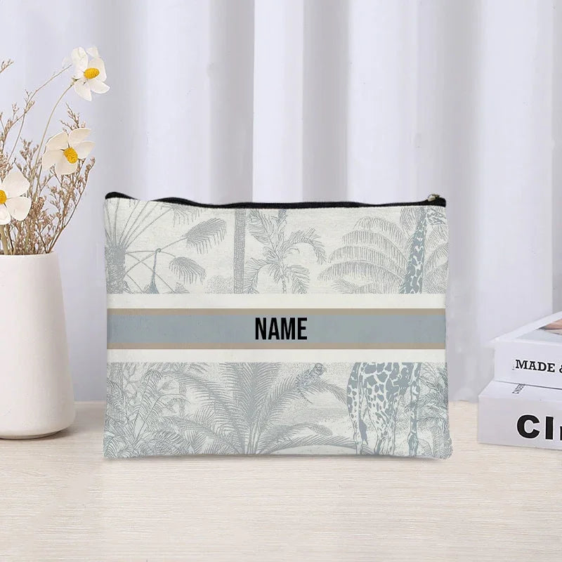 Custom Name Makeup Bag Bridesmaid Gifts Canvas Travel Cosmetic Organizer Pouch Women Handbag Trendy Brand Side Bag for Ladies