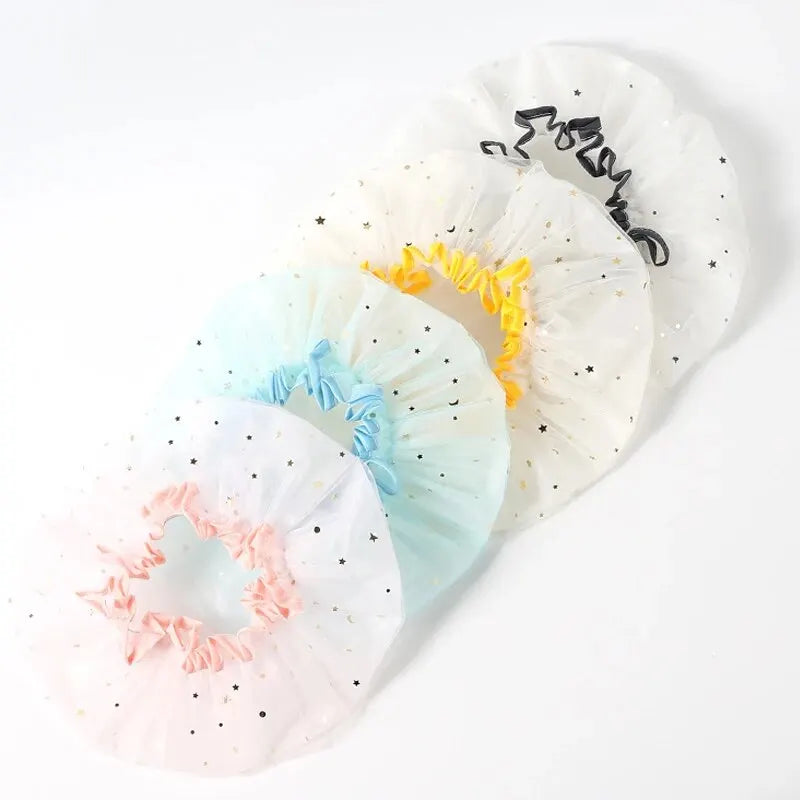 Double-layer Shower Cap Adult Ladies PVC Waterproof Bathing Hat Kitchen Oil-proof Bathroom Bathing Household Shower Cap