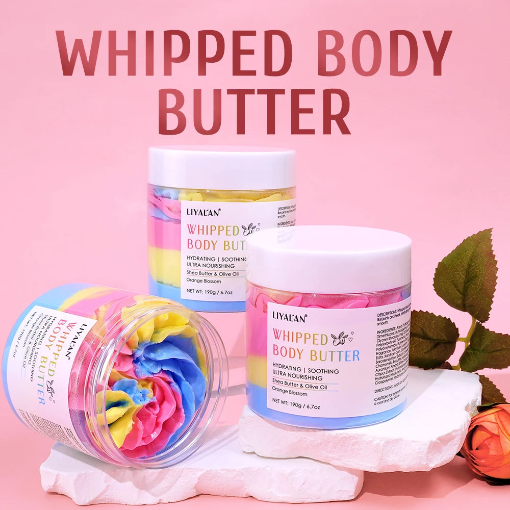 190g Rainbow Whipped Body Butter Skin Brighten Nourishing Hydrating Vegan Shea Butter Olive Oil Moisturizing Smooth Skin Dryness