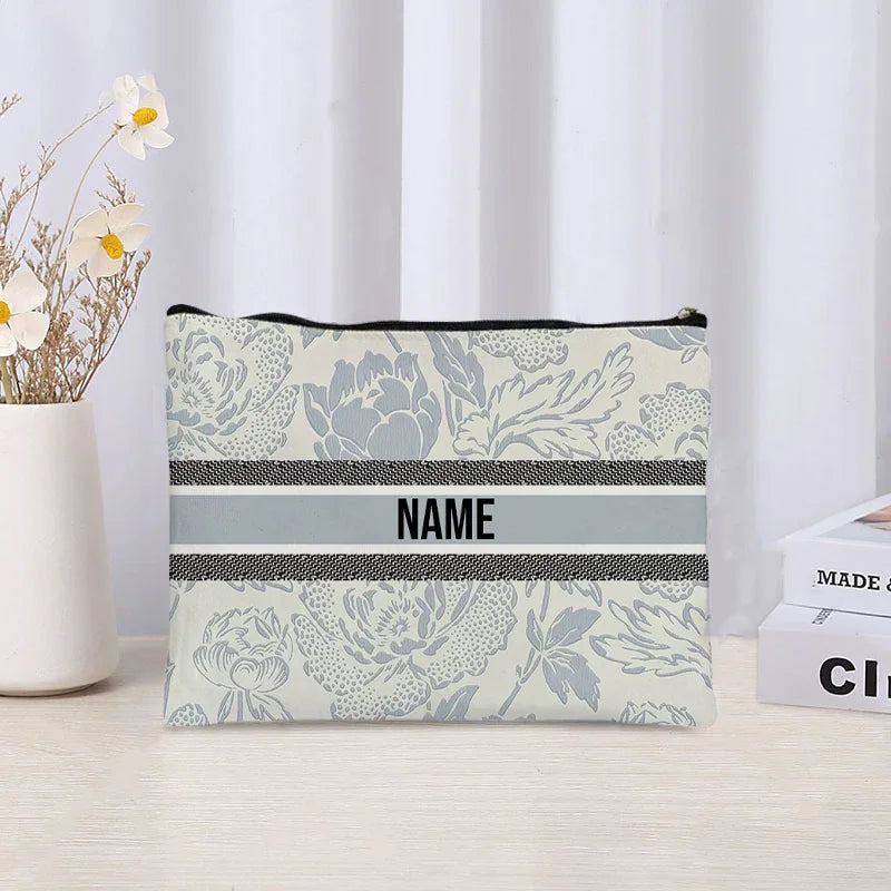 Custom Name Makeup Bag Bridesmaid Gifts Canvas Travel Cosmetic Organizer Pouch Women Handbag Trendy Brand Side Bag for Ladies