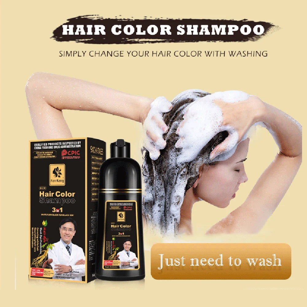 Hair Color Shampoo for Gray Hair 3 in 1 Black Hair Dye Shampoo for Women&Men Natural Herbal Safety Nourishing Hair Care Cream