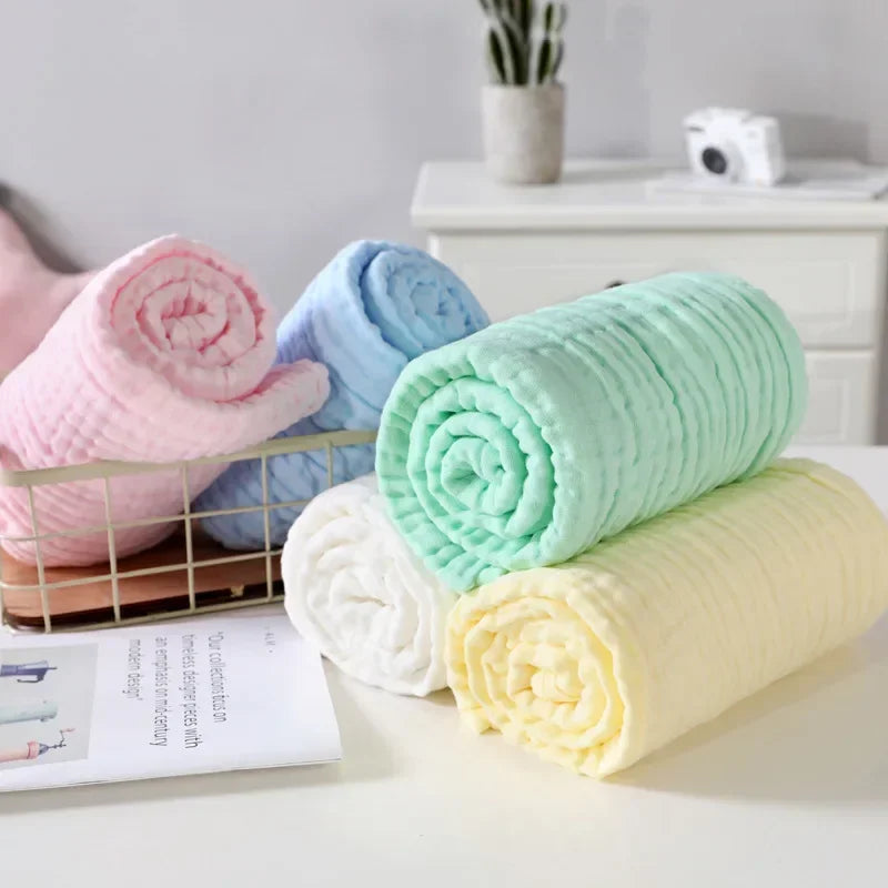 Baby Bath Towel Kids Swaddle Wrap Bedding Pure Cotton Bubble Muslin Blanket 6 Layers Infant Gauze Receiving Blanket 105*105cm