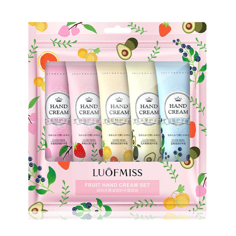 5pcs Plant Fruit Fragrance Hand Cream Sets Moisturizing Handcream Set Hand Care Nourishing Anti Chap Skin Care for Hands