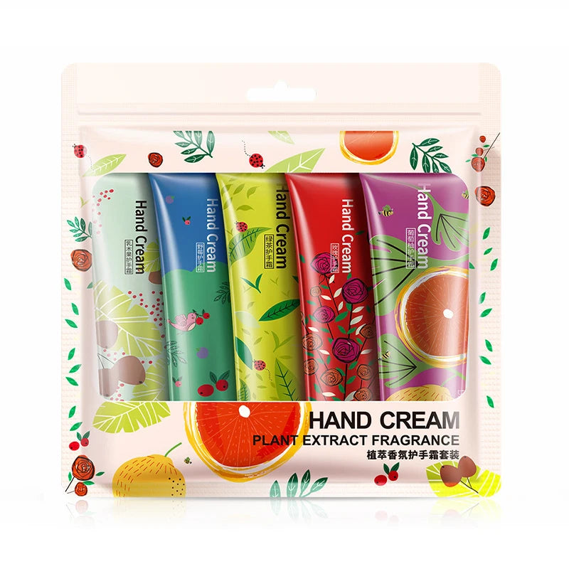 5pcs Plant Fruit Fragrance Hand Cream Sets Moisturizing Handcream Set Hand Care Nourishing Anti Chap Skin Care for Hands