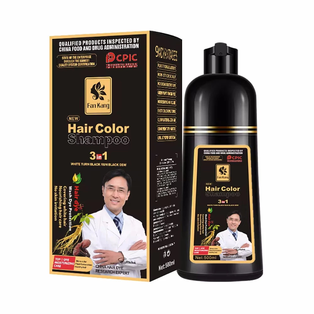 Hair Color Shampoo for Gray Hair 3 in 1 Black Hair Dye Shampoo for Women&Men Natural Herbal Safety Nourishing Hair Care Cream