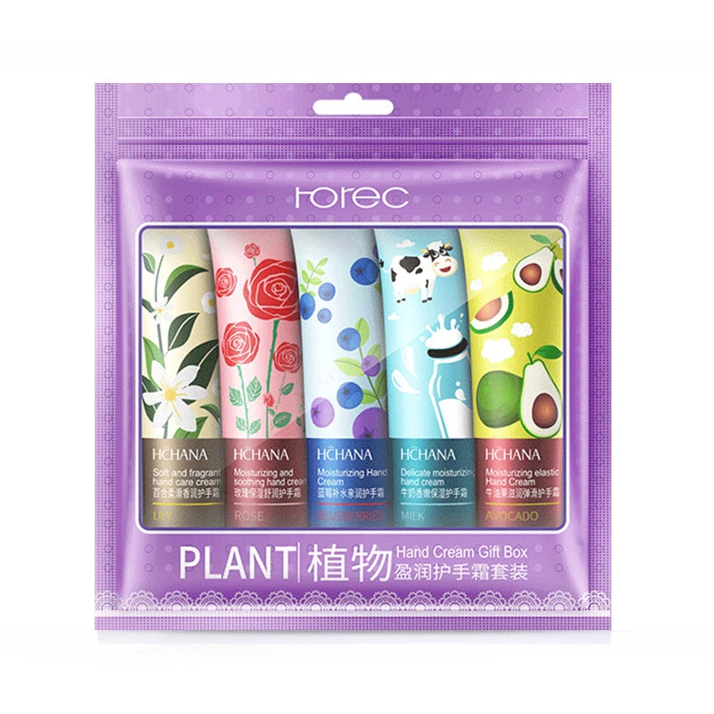 5pcs Plant Fruit Fragrance Hand Cream Sets Moisturizing Handcream Set Hand Care Nourishing Anti Chap Skin Care for Hands