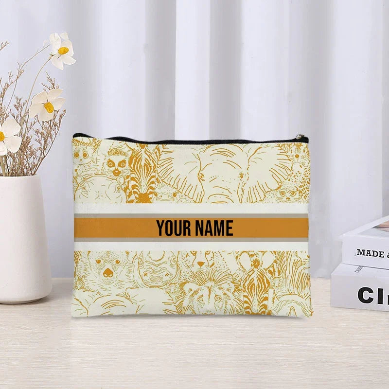 Custom Name Makeup Bag Bridesmaid Gifts Canvas Travel Cosmetic Organizer Pouch Women Handbag Trendy Brand Side Bag for Ladies